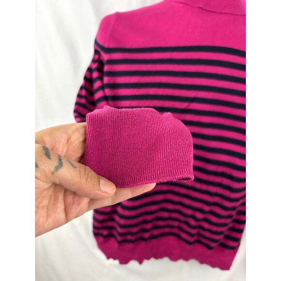 Talbots Pink Striped Long Sleeve Turtleneck Sweater MEDIUM - Picture 3 of 7